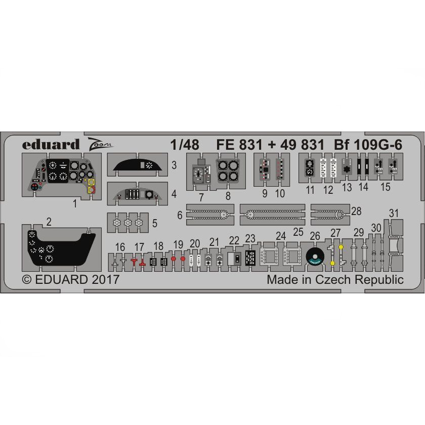 

FE831 Eduard 1/48 Фототравление Bf 109G-6, Однотонный, FE831
