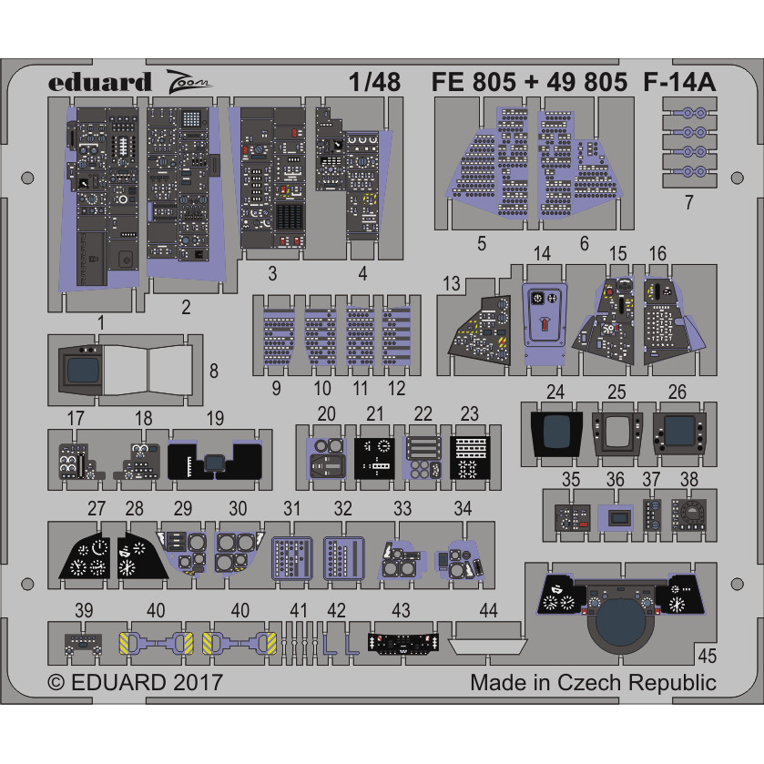 

FE805 Eduard 1/48 Фототравление для F-14A, Однотонный, FE805