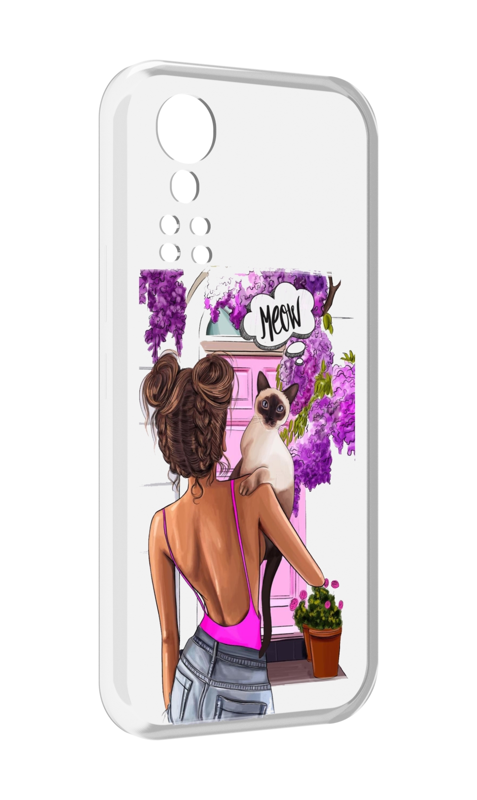 

Чехол MyPads Девушка-с-котиком женский для ZTE Axon 30 5G / Axon 30S, Прозрачный, Tocco