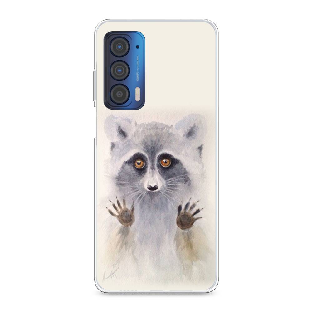 

Чехол для Motorola Edge (2021) "Енот за стеклом", Бежевый;серый, 242950-4
