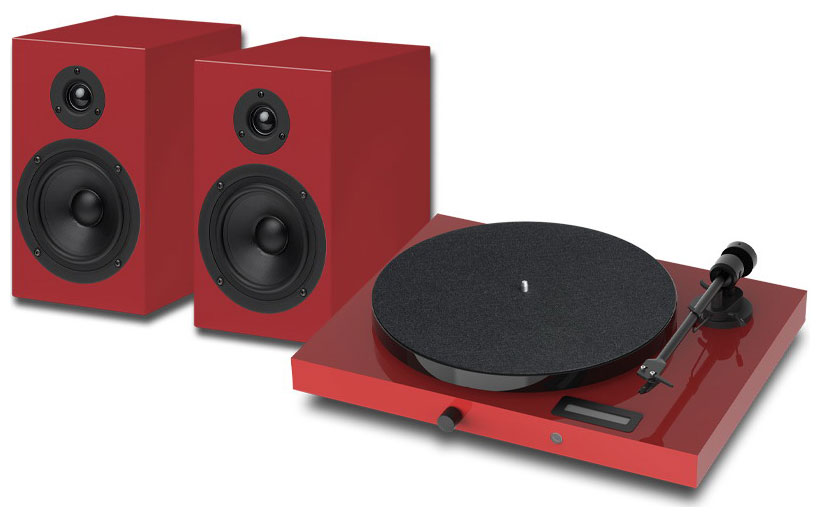 фото Виниловый проигрыватель с акустикой pro-ject set jukebox e1 + speaker box 5 red/red