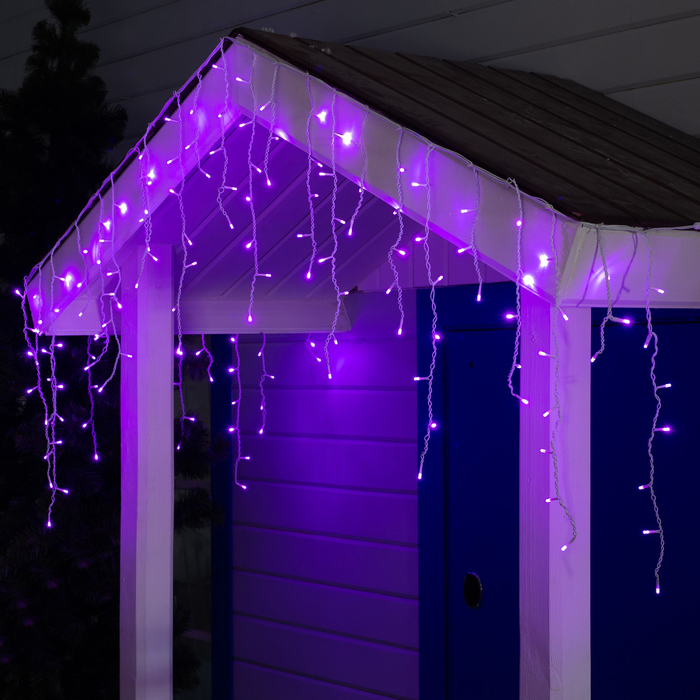 фото Luazon lighting гирлянда «бахрома» 3 × 0.6 м, 160 led, свечение фиолетовое, 220 в