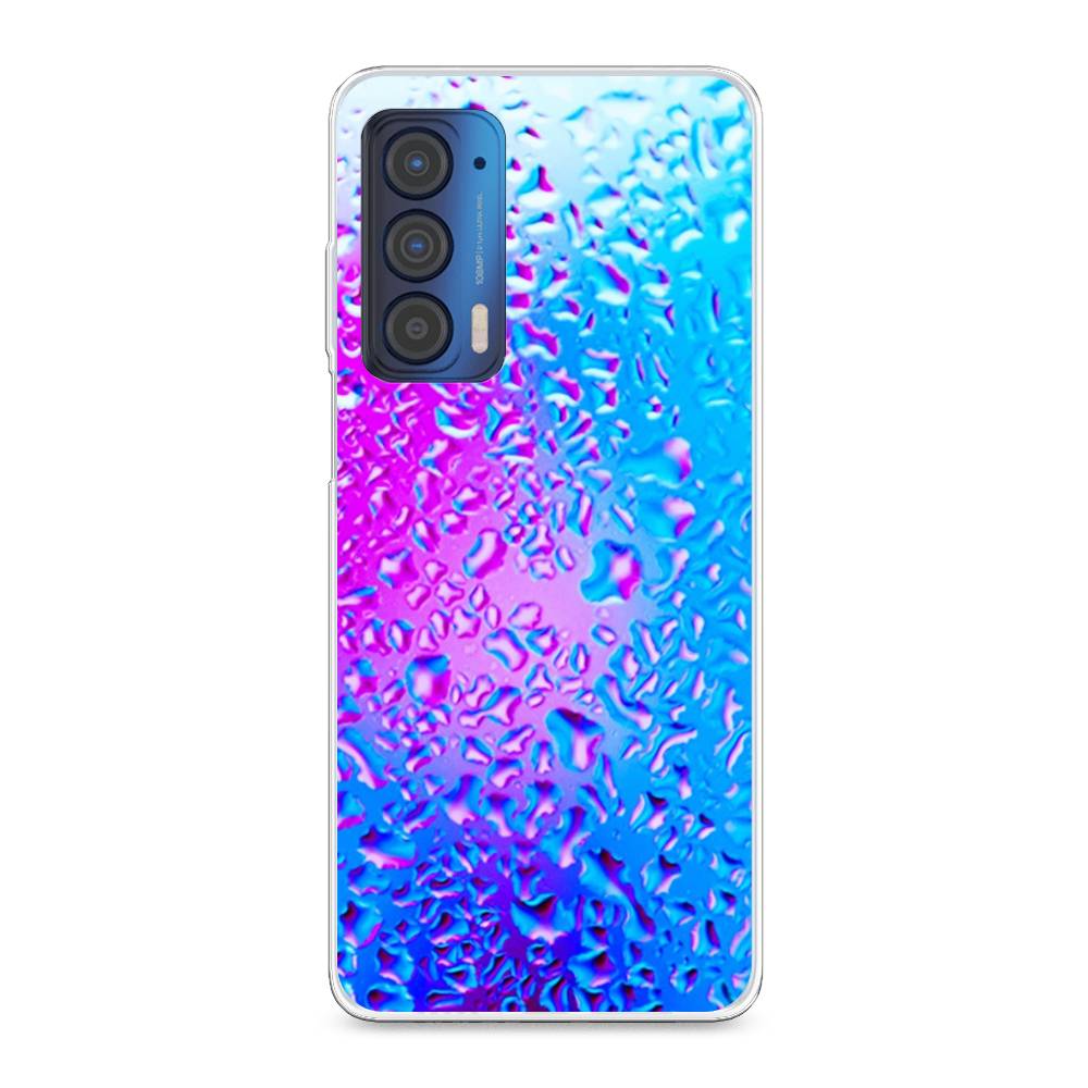 

Чехол для Motorola Edge (2021) "Капли на стекле", Голубой;розовый, 242950-3
