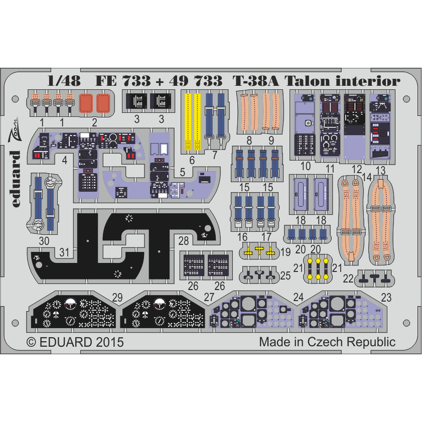 

FE733 Eduard 1/48 фототравление для T-38A Talon interior, Однотонный, FE733