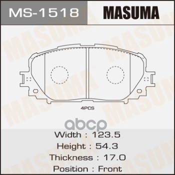 

Колодки тормозные TOYOTA 05- передн. MASUMA MS-1518