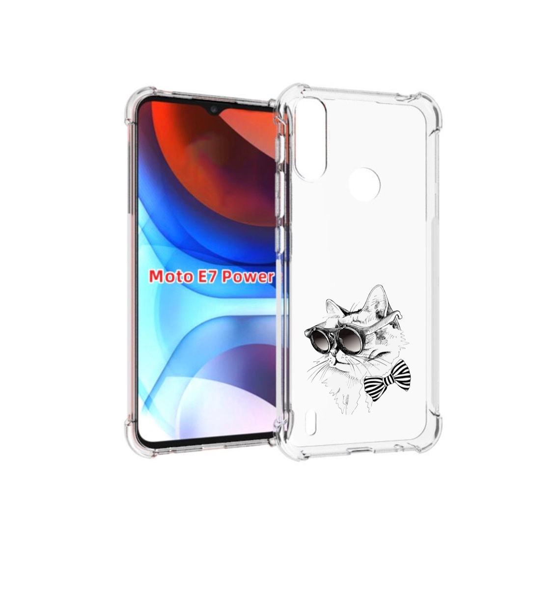 

Чехол MyPads крутая кошка в очках для Motorola Moto E7 Power, Прозрачный, Tocco