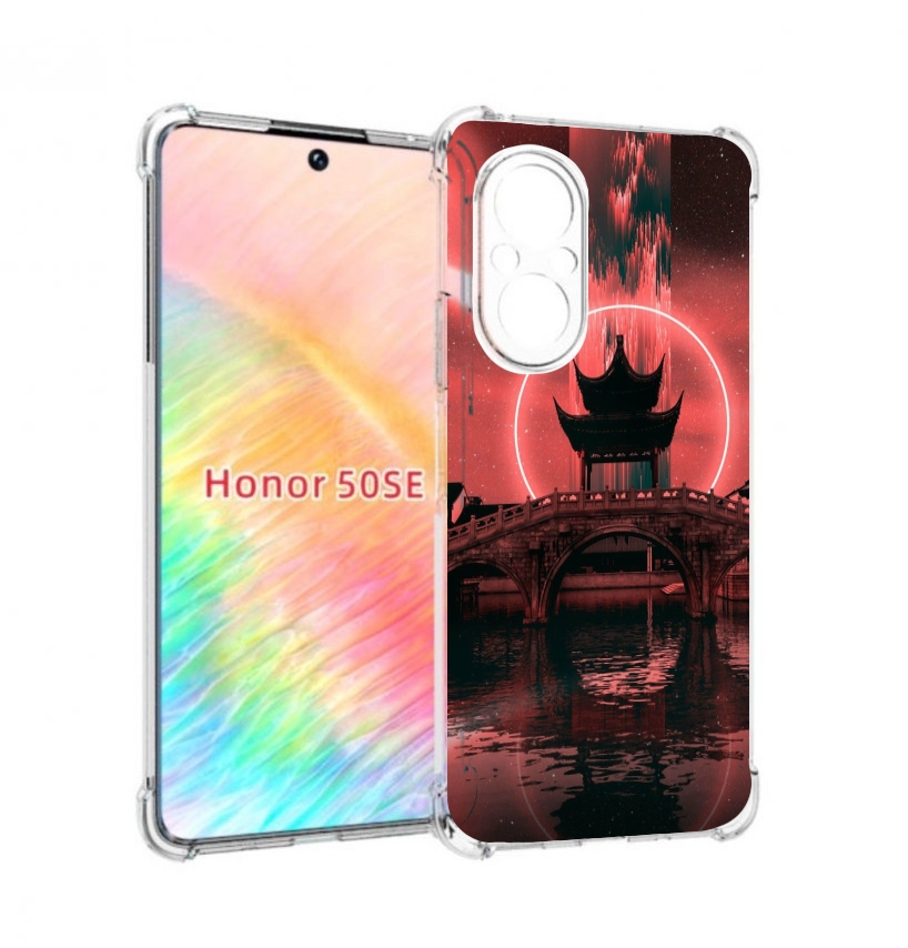 

Чехол бампер MyPads японский мост красный фон для Honor 50 SE пр, Прозрачный, Tocco