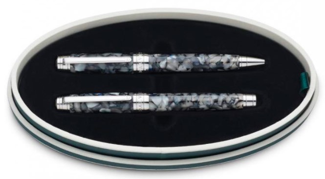 фото Набор: ручка перьевая и ручка шариковая из серой органической смолы dalvey