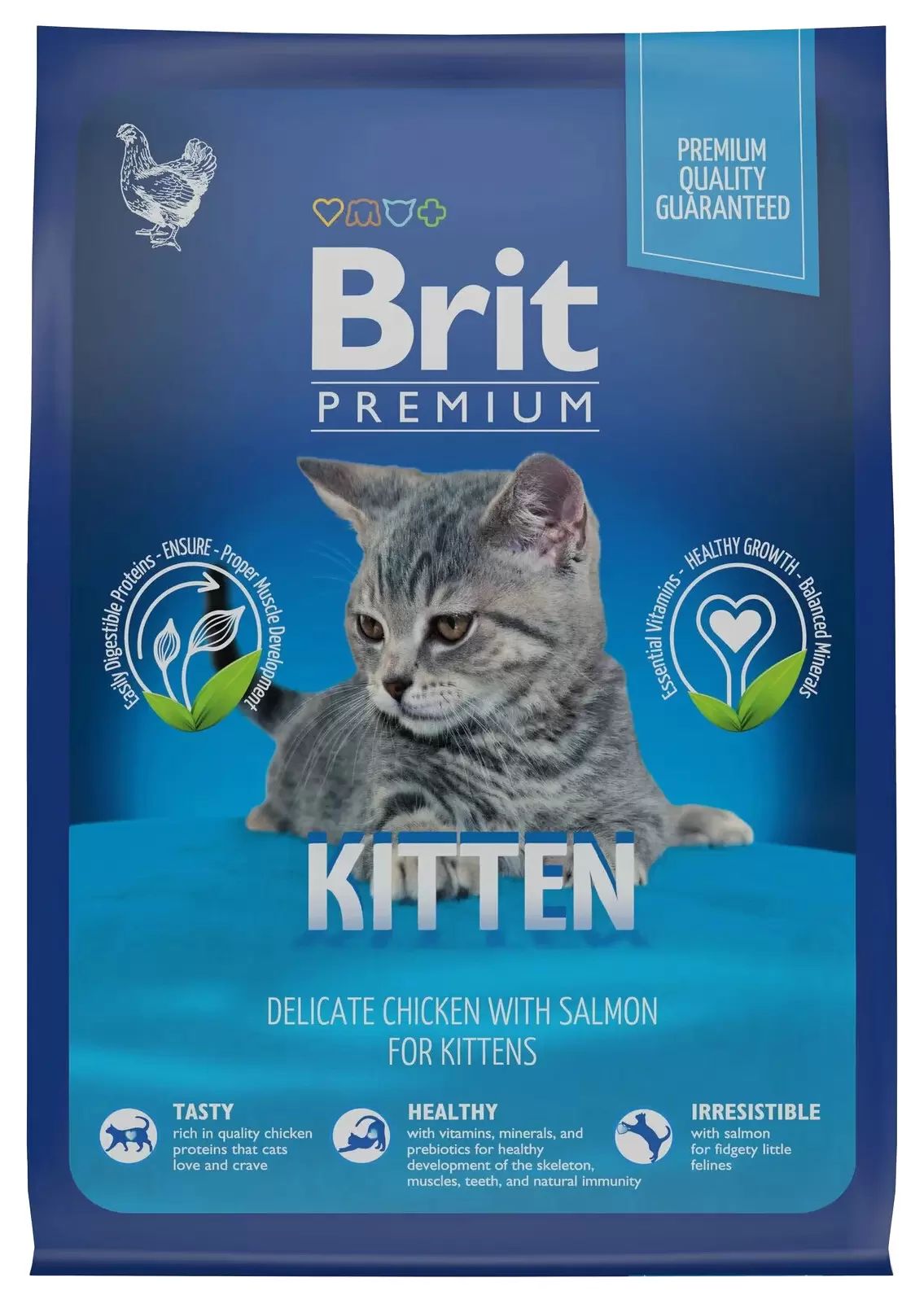 Сухой корм для котят Brit Premium Cat Kitten с курицей и лососем, 2 шт по 8 кг