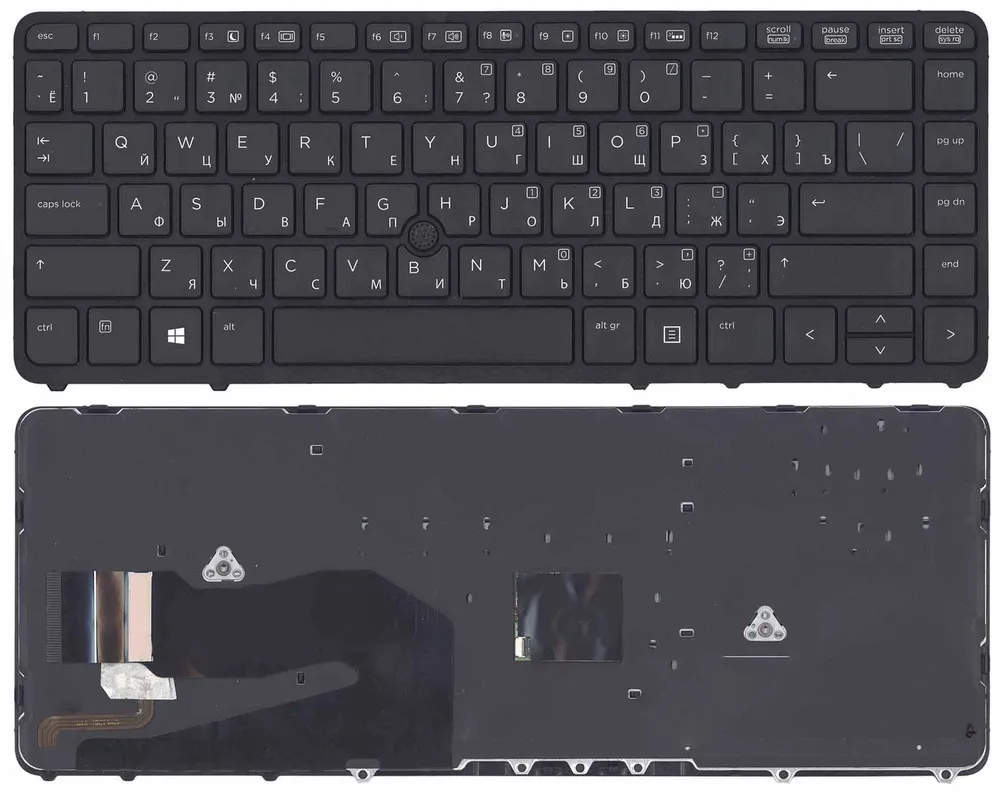 

Клавиатура для ноутбука HP EliteBook 840 G1 G2 черная c рамкой с указателем и подсветкой