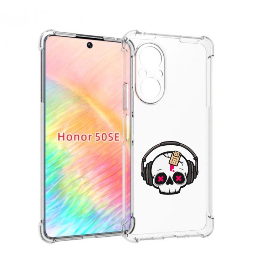 

Чехол бампер MyPads черепок в наушниках для Honor 50 SE противоу, Прозрачный, Tocco