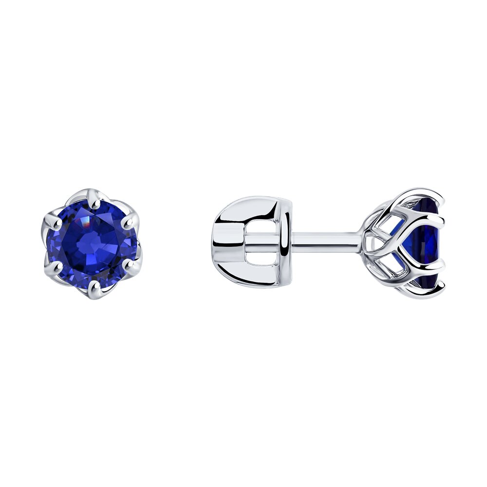 

Серьги пусеты из белого золота SOKOLOV Diamonds 2020841, сапфир, 2020841