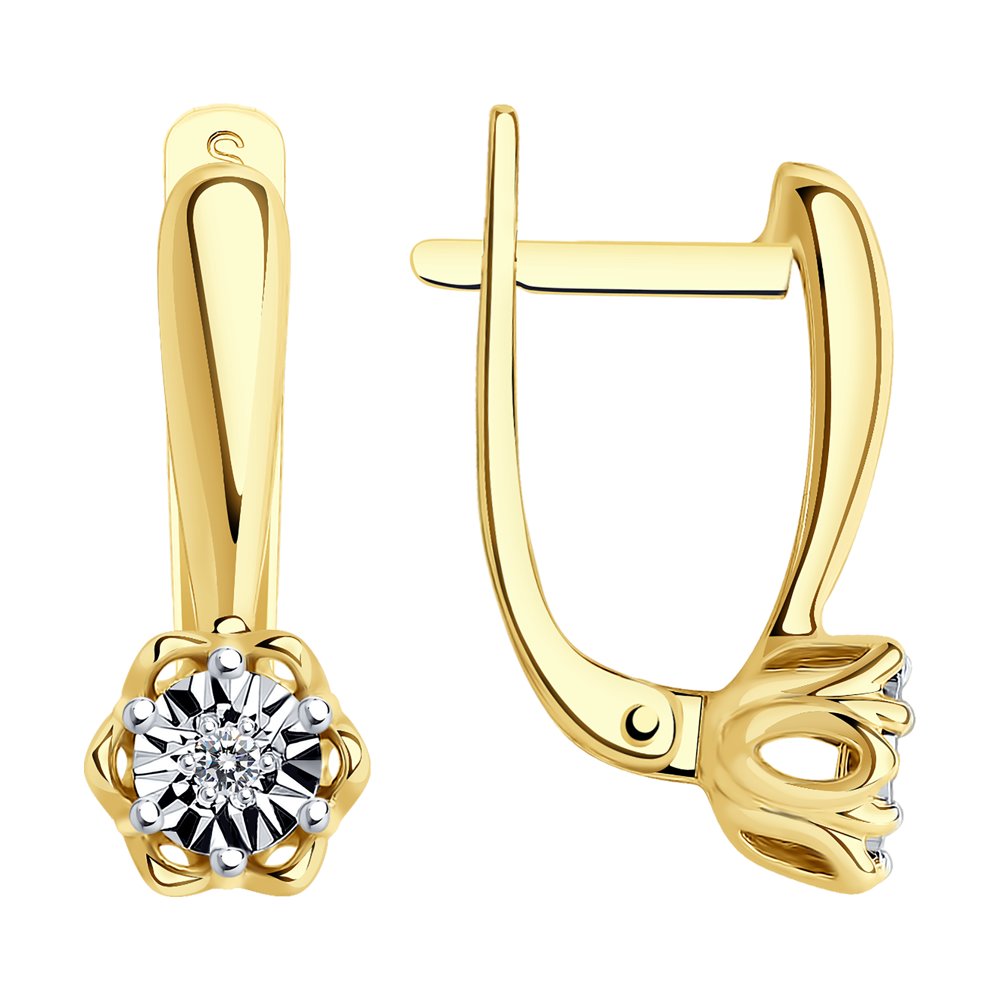 

Серьги из комбинированного золота с бриллиантом SOKOLOV Diamonds 1021207-2, 1021207-2
