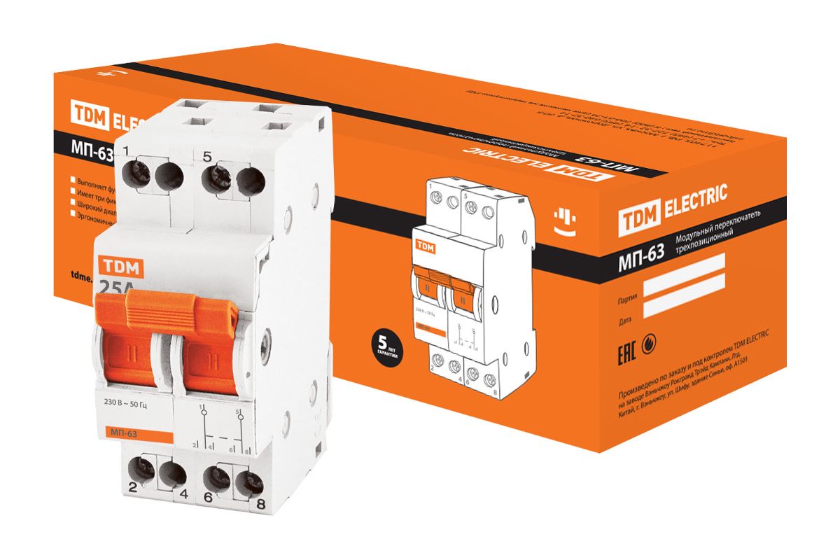 Модульный переключатель TDM SQ0224-0014 модульный трехпозиционный переключатель tdm мп 63 4p 63а sq0224 0036