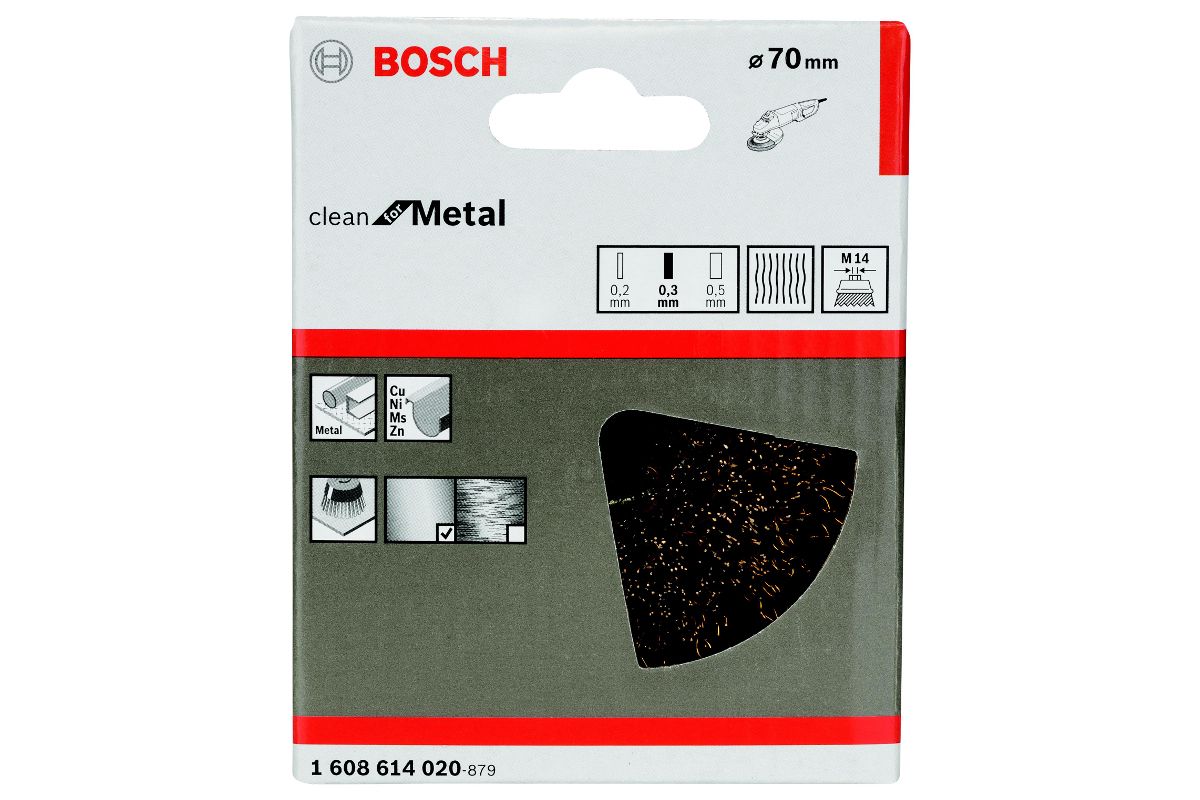 

Кордщетка BOSCH чаша 70мм для УШМ гофрированная сталь (1608614020), чаша 70мм для УШМ гофрированная сталь (1608614020)