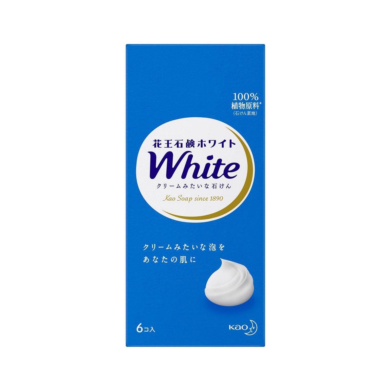 Туалетное мыло Kao White натуральное увлажняющее со скваланом 130 г 6 шт