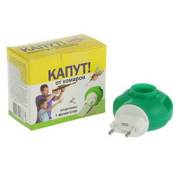 

Комплект Капут от комаров: фумигатор + пластины, 10 шт, Зеленый;белый