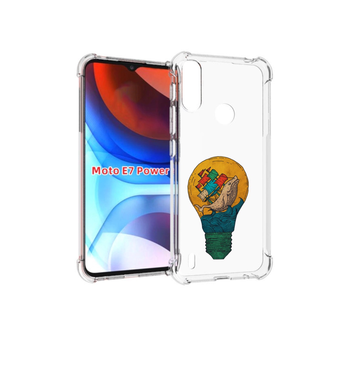 

Чехол MyPads кит в лампочке с парусами для Motorola Moto E7 Power, Прозрачный, Tocco