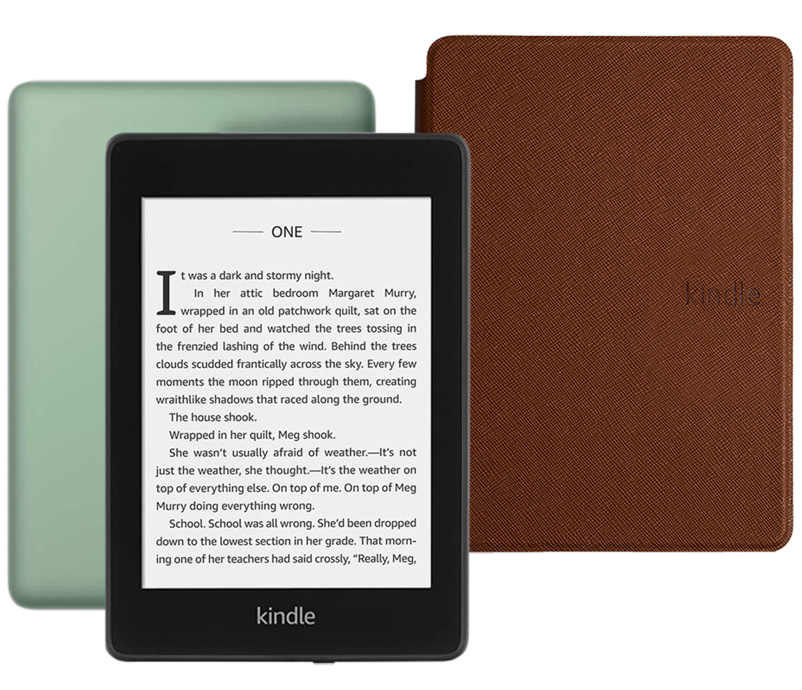 фото Электронная книга amazon kindle paperwhite 2018 8gb so sage с обложкой brown