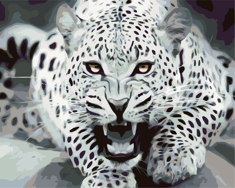 фото Картина по номерам живопись по номерам ярость леопарда, 40x50