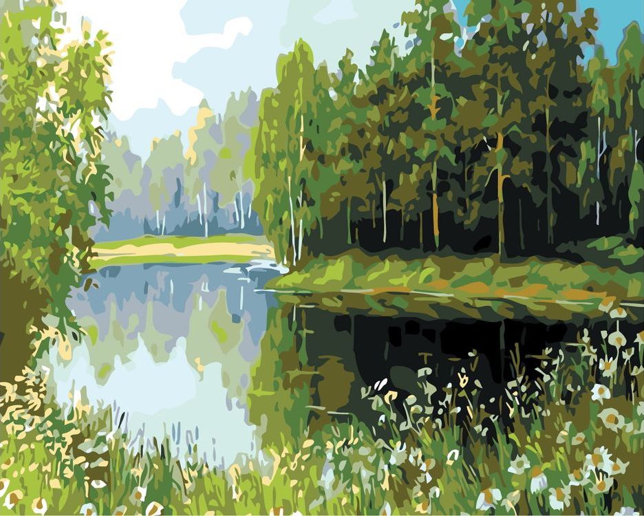 

Картина по номерам Живопись по Номерам Лесное озеро, 40x50, Лесное озеро