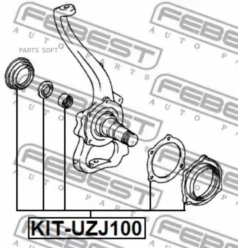 Ремкомплект поворотного кулака toyota land cruiser 100 1998-2007 kit-uzj100