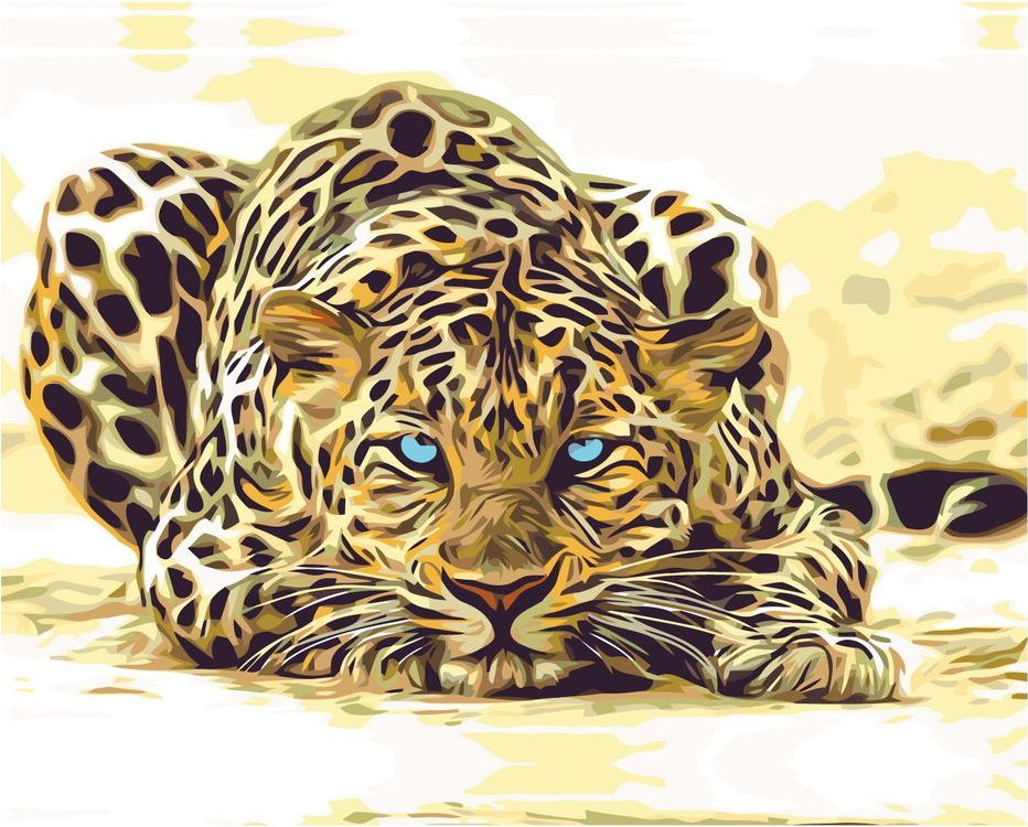 фото Картина по номерам живопись по номерам затаившийся леопард, 40x50