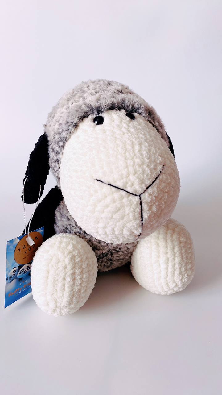 

Мягкая игрушка Fluffy friend Овечка черно-белая 38 см в высоту, Черный, 38 см в высоту