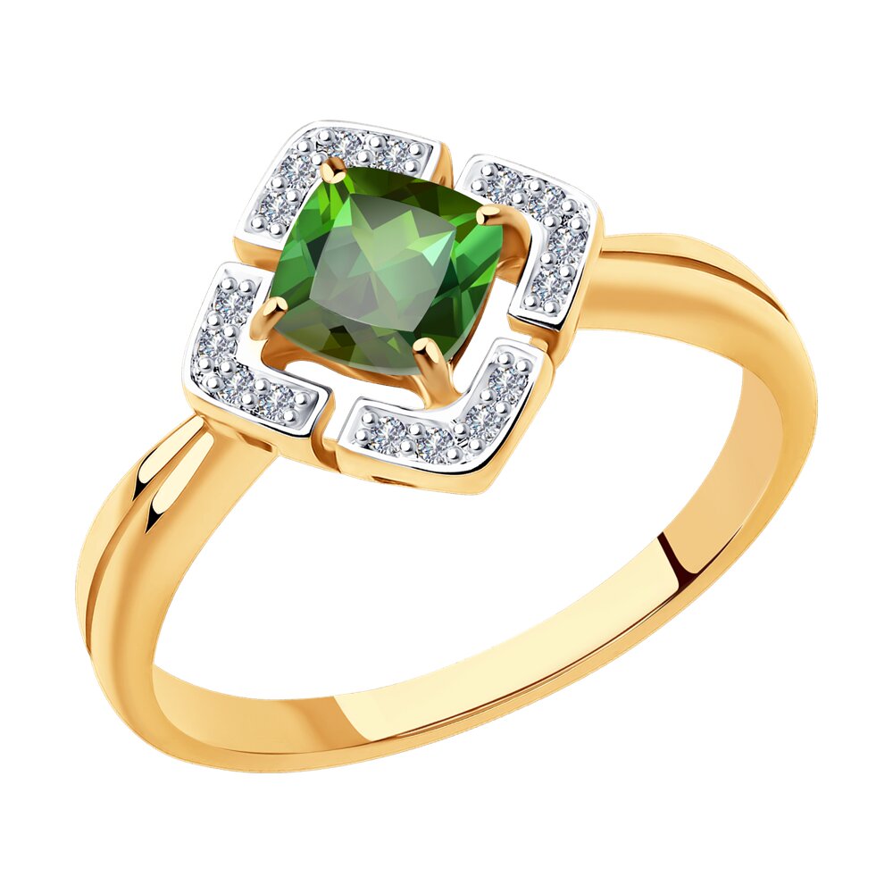 

Кольцо из красного золота с бриллиантом/турмалином р. , SOKOLOV Diamonds 6014298, 6014298