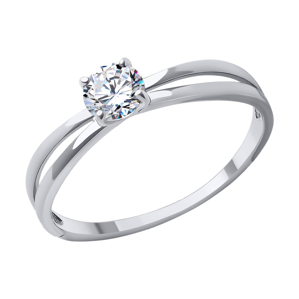 

Кольцо помолвочное из белого золота р.  Diamant 52-110-01726-1, фианит, 52-110-01726-1