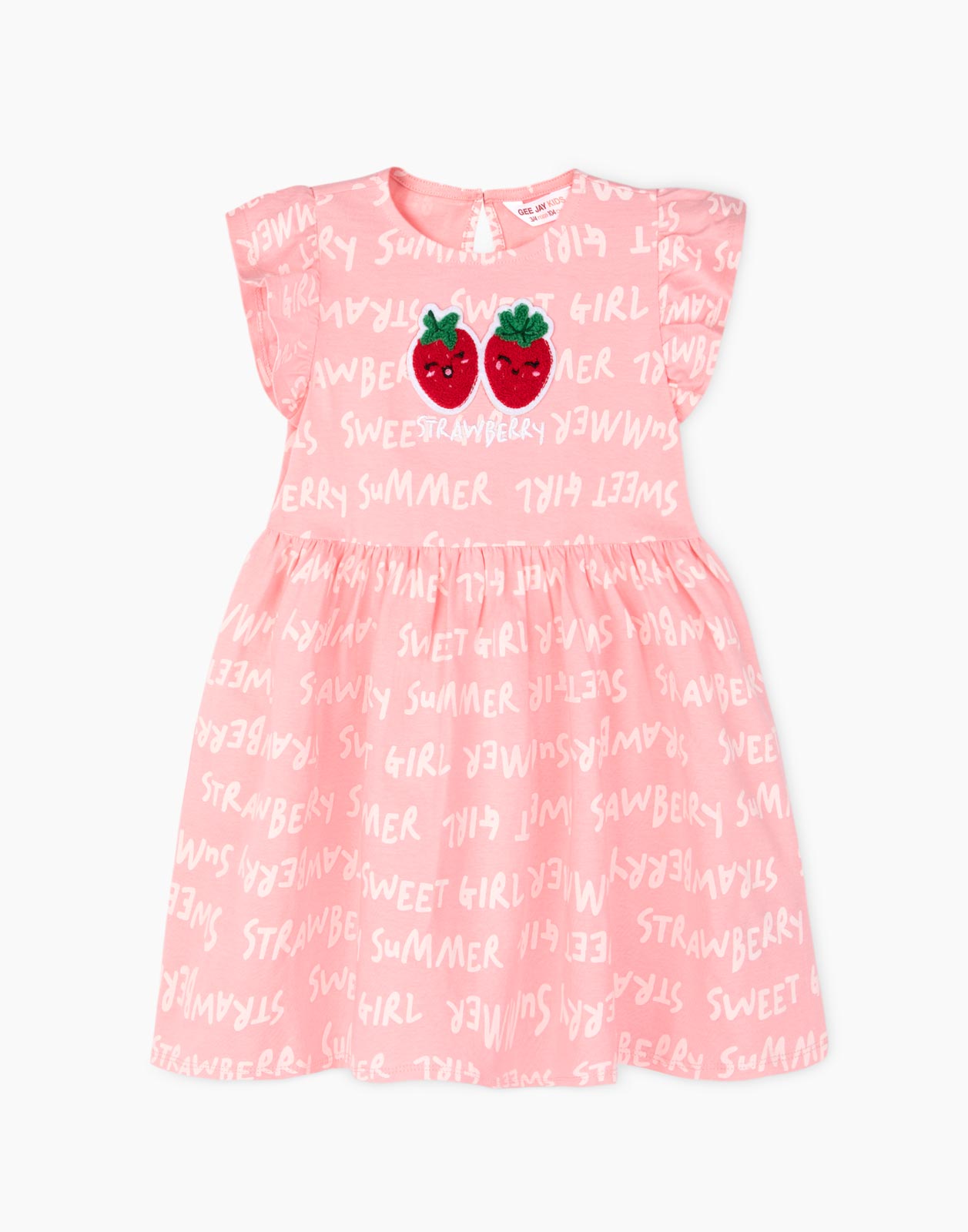 

Розовое платье с принтом и нашивкой Strawberry для девочки 7-8л/128, Розовый, GDR025564