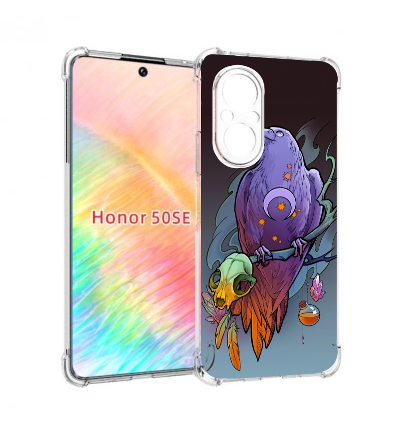 

Чехол бампер MyPads фиолетовый ворон на ветке для Honor 50 SE пр, Прозрачный, Tocco