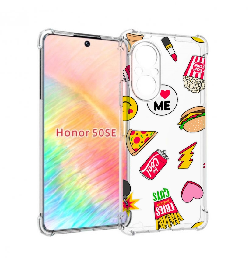 

Чехол бампер MyPads фаст-фуд для Honor 50 SE противоударный, Прозрачный, Tocco