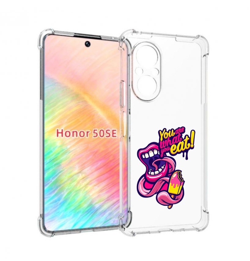 

Чехол бампер MyPads ты-то-что-ты-ешь для Honor 50 SE противоударный, Прозрачный, Tocco