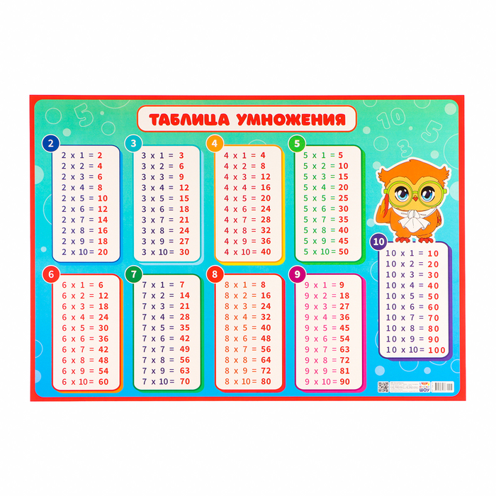 

Плакат Таблица умножения картон, А2