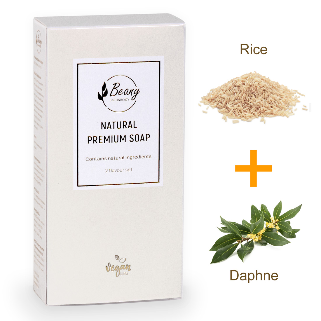Подарочный набор турецкого мыла Beany Rice + Daphne 2 шт по 120 г мыло beany твердое натуральное турецкое daphne extract soap лавровое