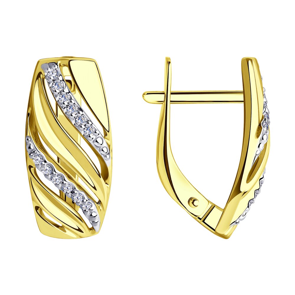 

Серьги из желтого золота с фианитом Diamant 53-120-00838-1, 53-120-00838-1