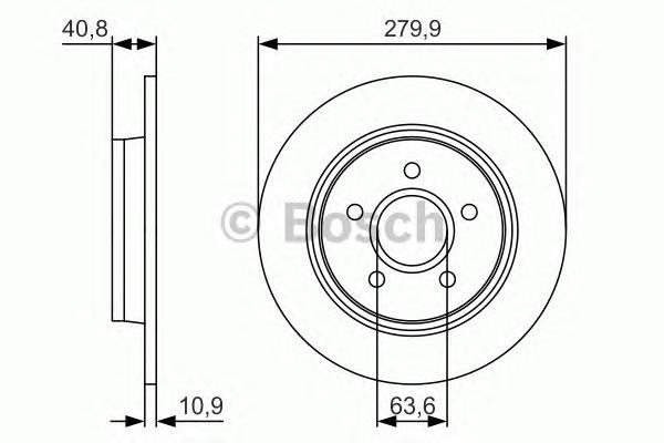 Тормозной диск Bosch задний 280x11 мм 5 отверстий 0986479S49