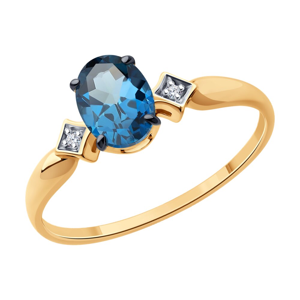 

Кольцо из золота р. 17,5 Diamant 51-310-01919-2, фианит\топаз, 51-310-01919-2