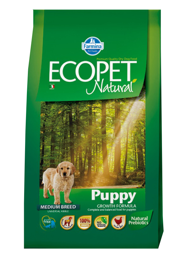 

ECOPET NATURAL ECOPET NATURAL PUPPY MEDIUM для щенков средних пород с курицей (12 + 12 кг)