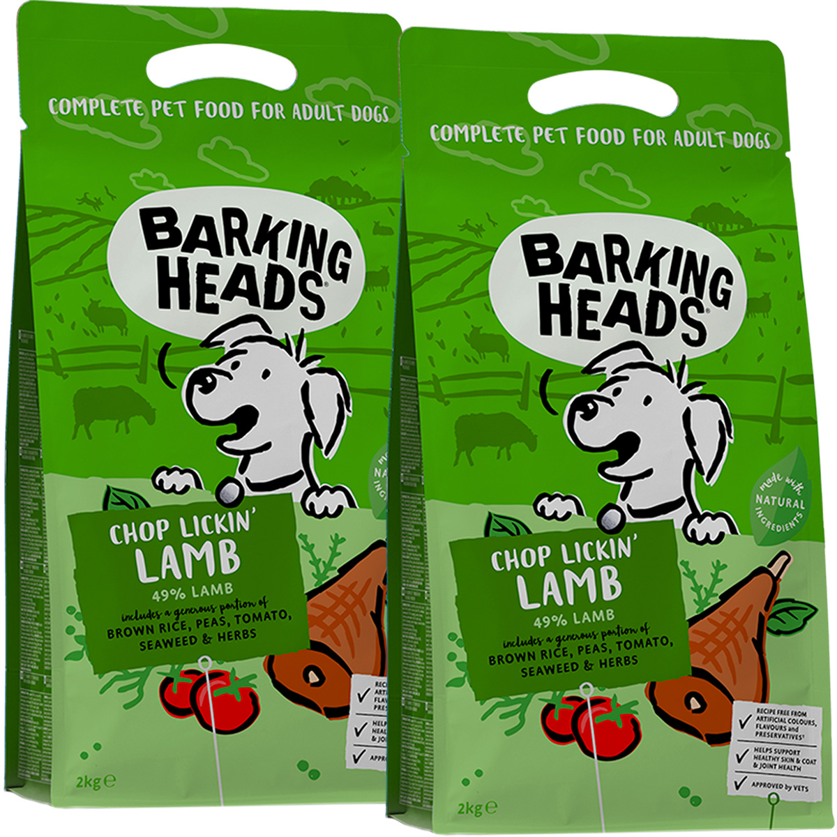 

Сухой корм для собак BARKING HEADS Мечты о ягненке, с ягненком и рисом, 2шт по 2кг