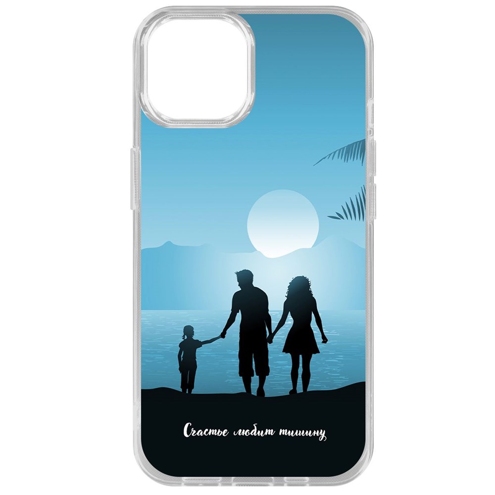 

Чехол-накладка Krutoff Clear Case Счастье любит тишину для iPhone 14, Прозрачный