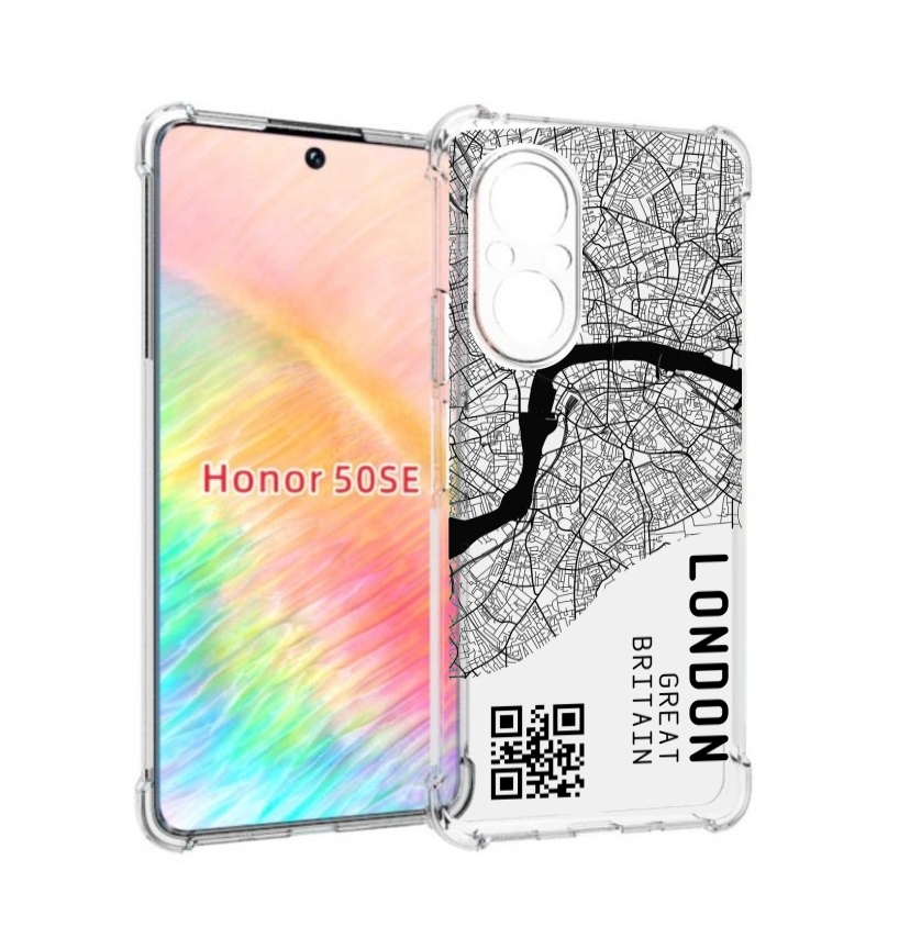 

Чехол бампер MyPads схема-лондон для Honor 50 SE противоударный, Прозрачный, Tocco