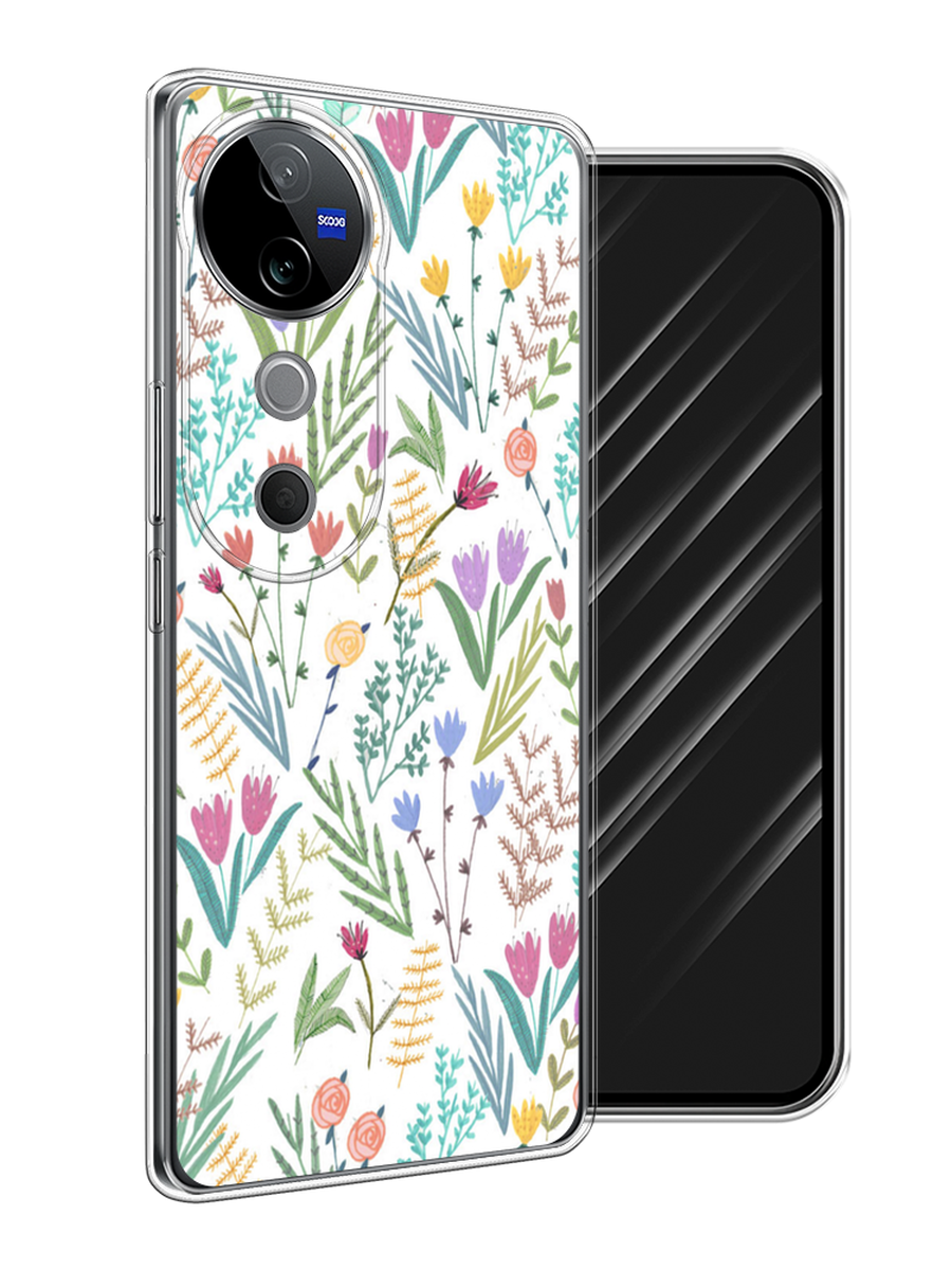 

Чехол Awog на Vivo V40 "Полевые цветы рисунок", Белый;зеленый, 2611450-1