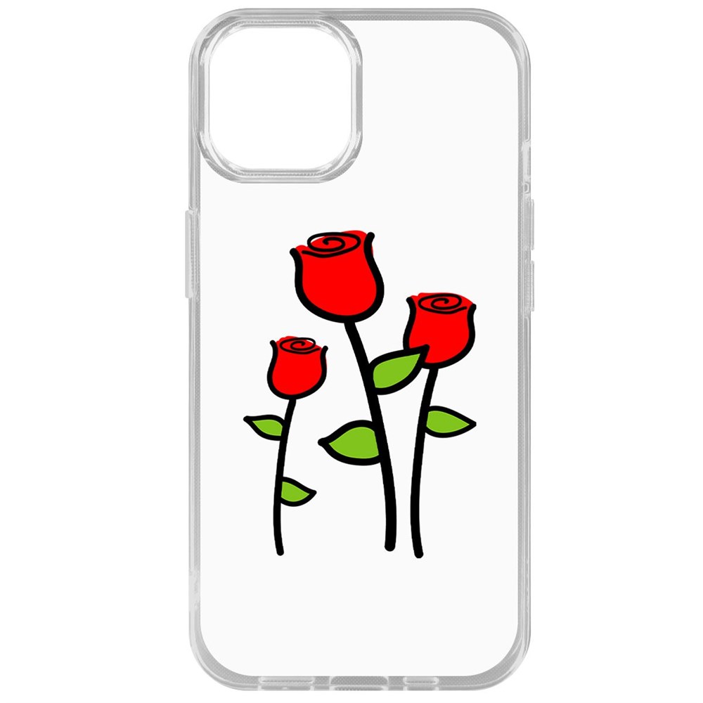 

Чехол-накладка Krutoff Clear Case Розочки для iPhone 14, Прозрачный
