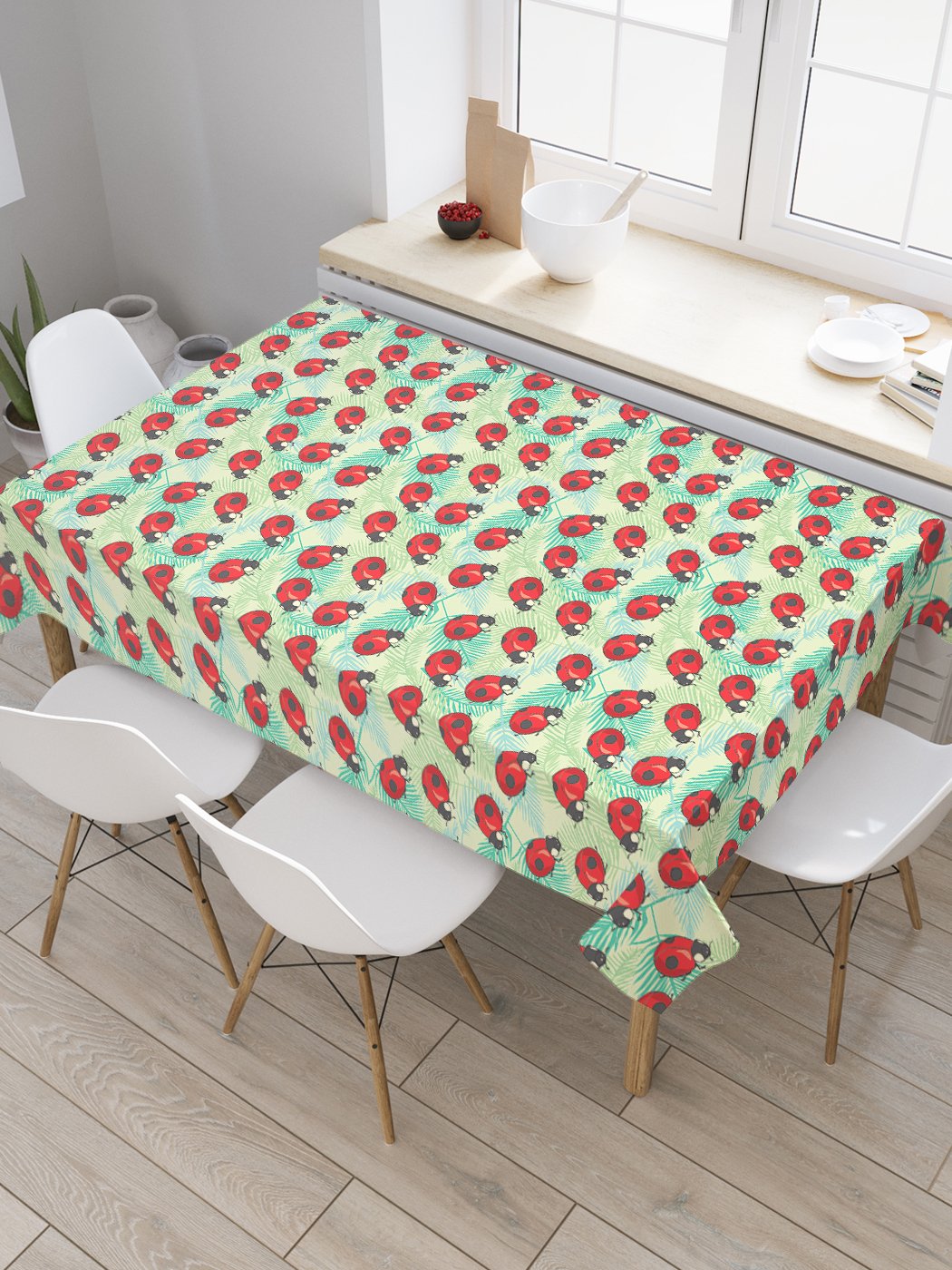 

Скатерть прямоугольная JoyArty "Двухточечные божьи коровки" из сатена, 120x145 см, Двухточечные божьи коровки