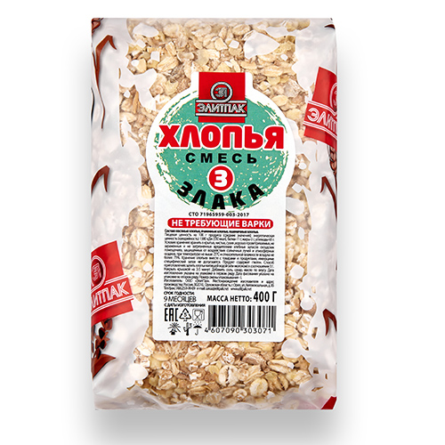 

Хлопья ЭлитПак 3 злака не требуют варки 400 г