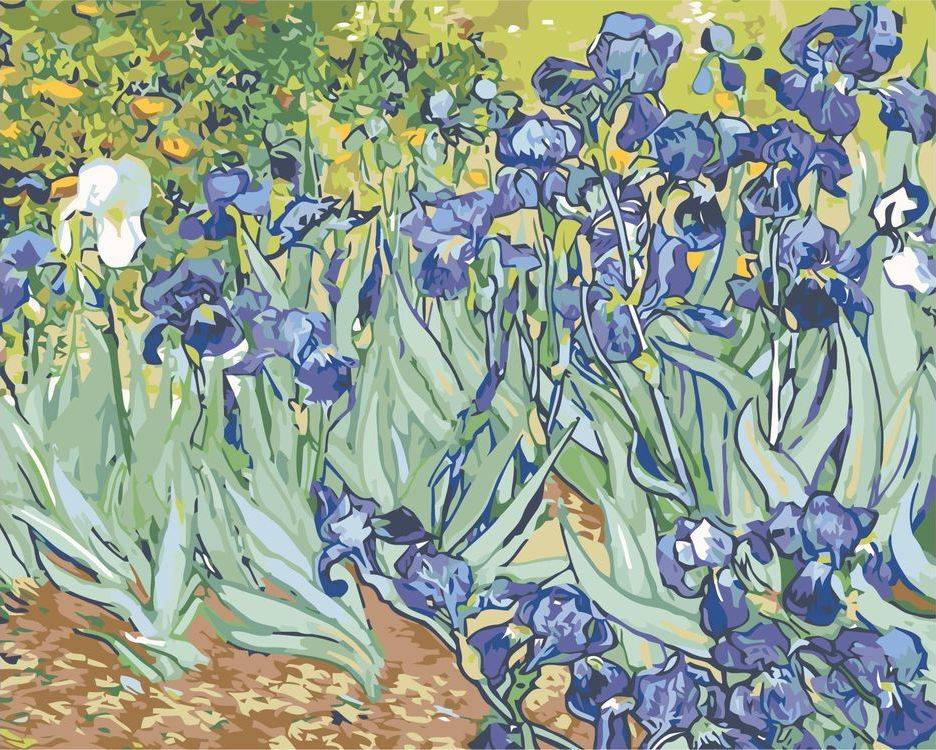 фото Картина по номерам живопись по номерам синие цветы, 40x50