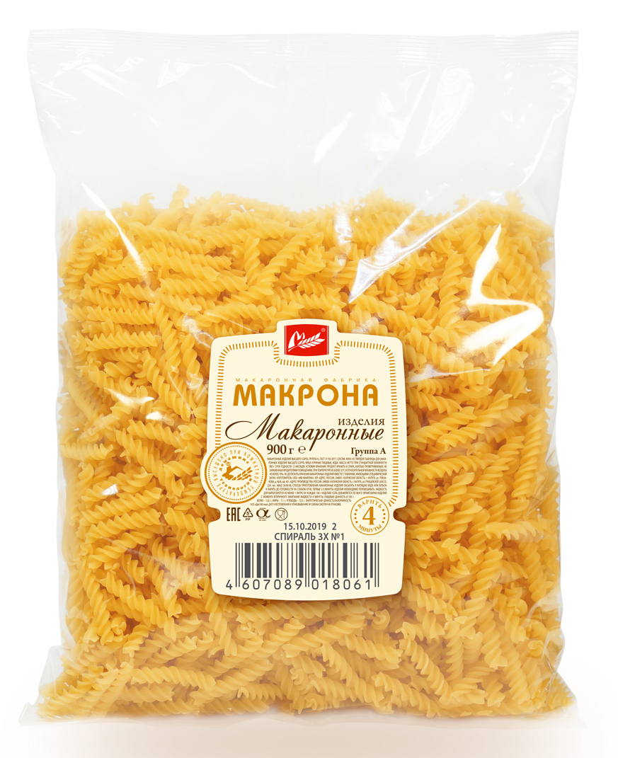 

Макаронные изделия Макрона Спираль 3-х № 1 900 г