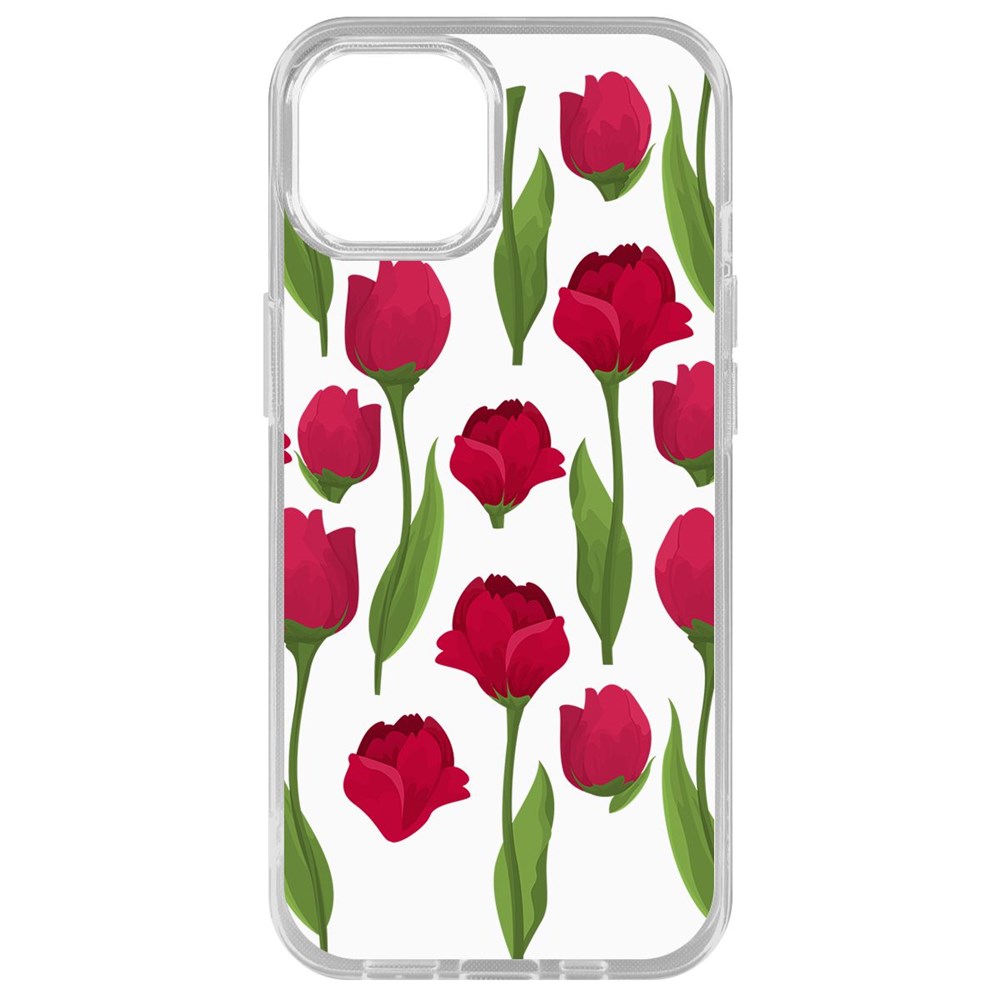 

Чехол-накладка Krutoff Clear Case Розы паттерн для iPhone 14 Plus, Прозрачный